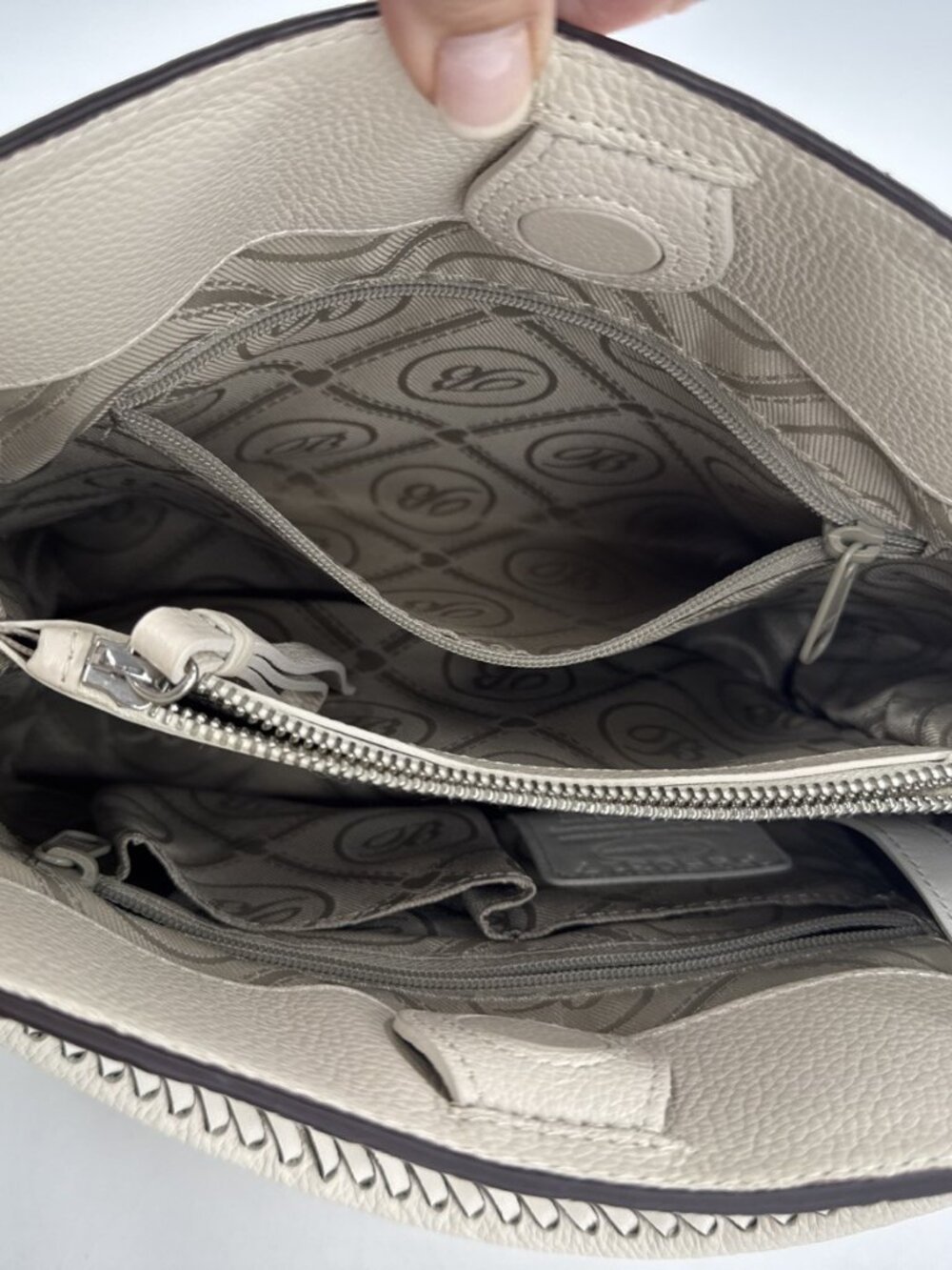 BRIGHTON Purse Ferrara Collection Noelle Cream Handbag Shoulder Pebbled Leather - Picture 2 of 13